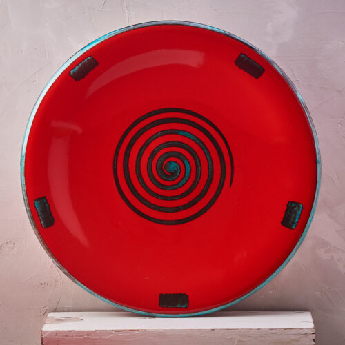 Red Spiral Plate - 42 cm