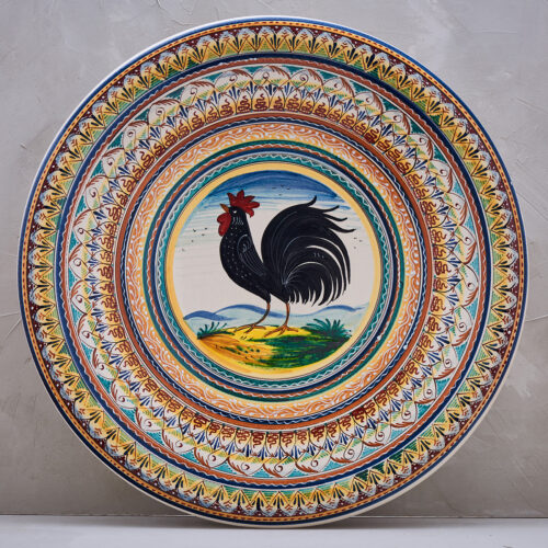 Black Rooster Plate with frame - 52 cm
