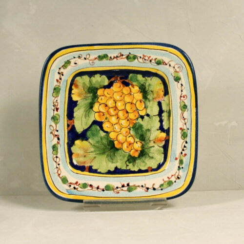 Yellow Grapes Tray Blue background - 18 x 18 cm